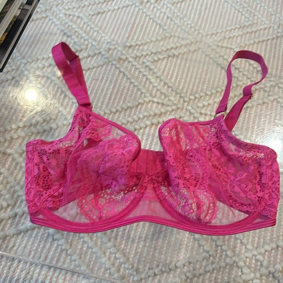 Playful Promises Felicity Hayward Vibrant Pink Lace Full Coverage Bra - Picture 2 of 8